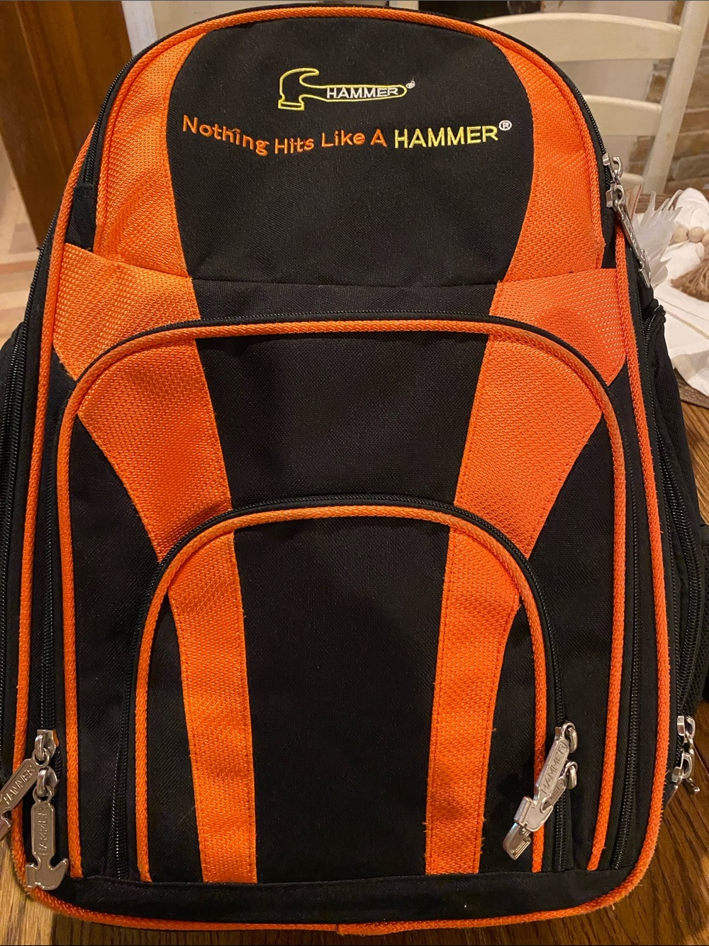 Hammer Bowling Backpack in black and orange